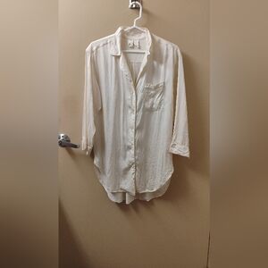 Vintage 1980s Victoria's Secret Gold Crown Label Silk Button Down Sleep Shirt